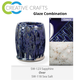 Sapphire SW-123 over Sea Salt SW-118 Stoneware Combination